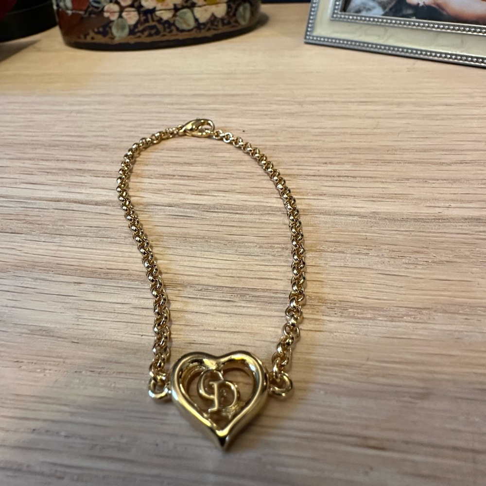Dior Vintage Heart & CD Logo Gold Plated Bracelet - Picture 3 of 6